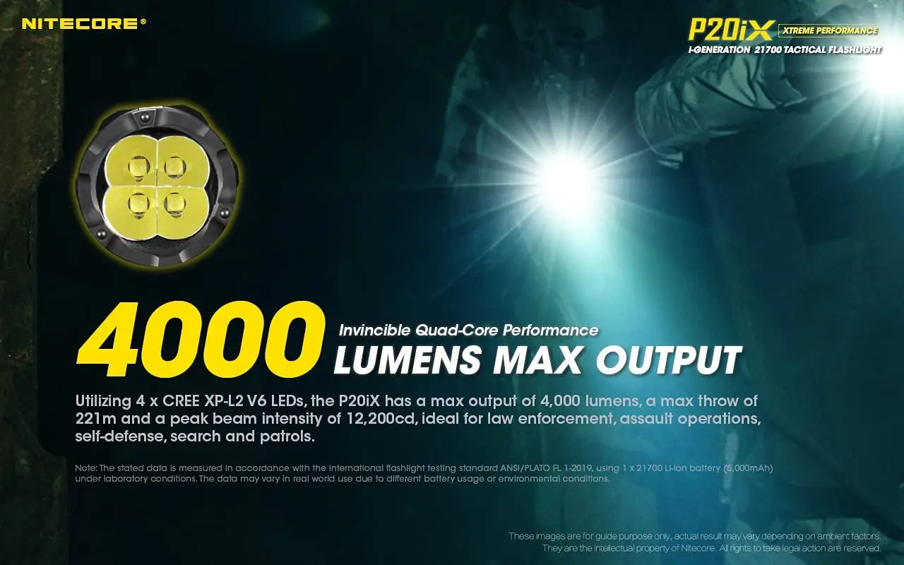 NITECORE P20iX 4000 Lumen USB-C Rechargeable Tactical Flashlight with LumenTac Battery Organizer