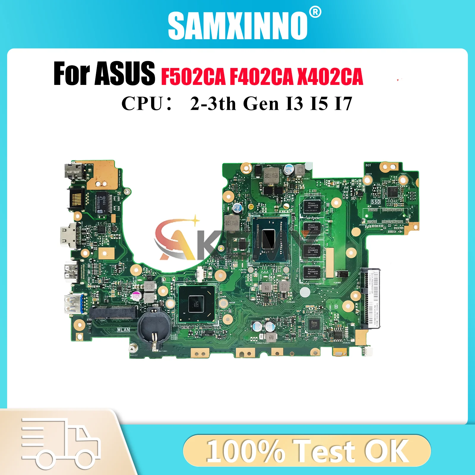 

X402CA Материнская плата для ноутбука ASUS VivoBook X402CA F502CA F402CA X402C Материнская плата для ноутбука с процессором I3 I5 I7 100% tests OK stk