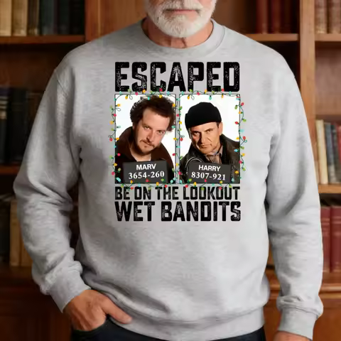Home Alone Wet Bandits Sweatshirt Funny Classic Christmas Movie Clothing Mens Casual Holiday Crewneck Pullover Xmas Apparel