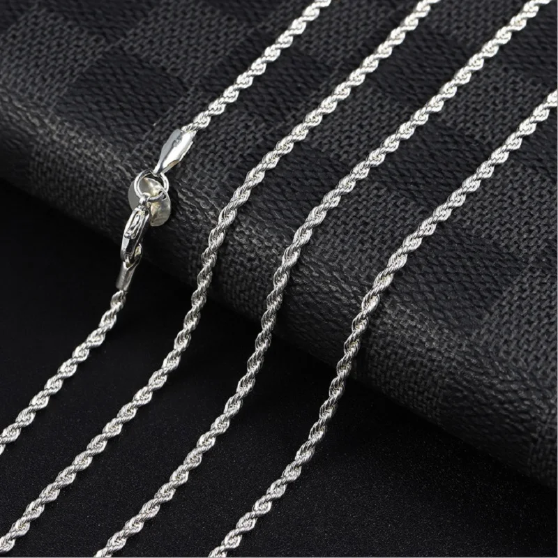 

925 sterling silver 2MM Twist chain Necklace for woman 16-30 Inches fashion designer party wedding accessories jewelry gift