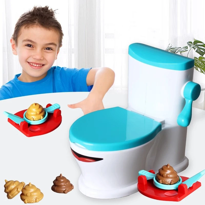 Mini Toilet Anti Stress Toys Two Person Interactive Catapult Toilet Toy Tabletop Game Throw Battle Toy Poops for Kids Adult