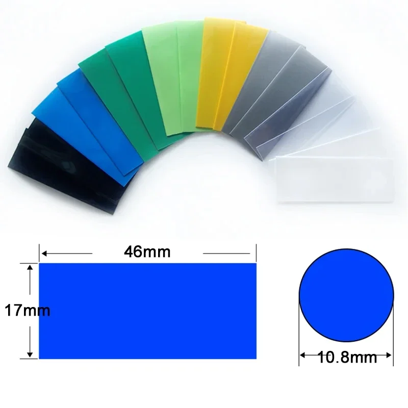 50Pcs PVC Heat Shrink Tube  Battery Wrap Precut Insulated Film Cover Battery Sleeve Casing Width 17mm Length 46mm