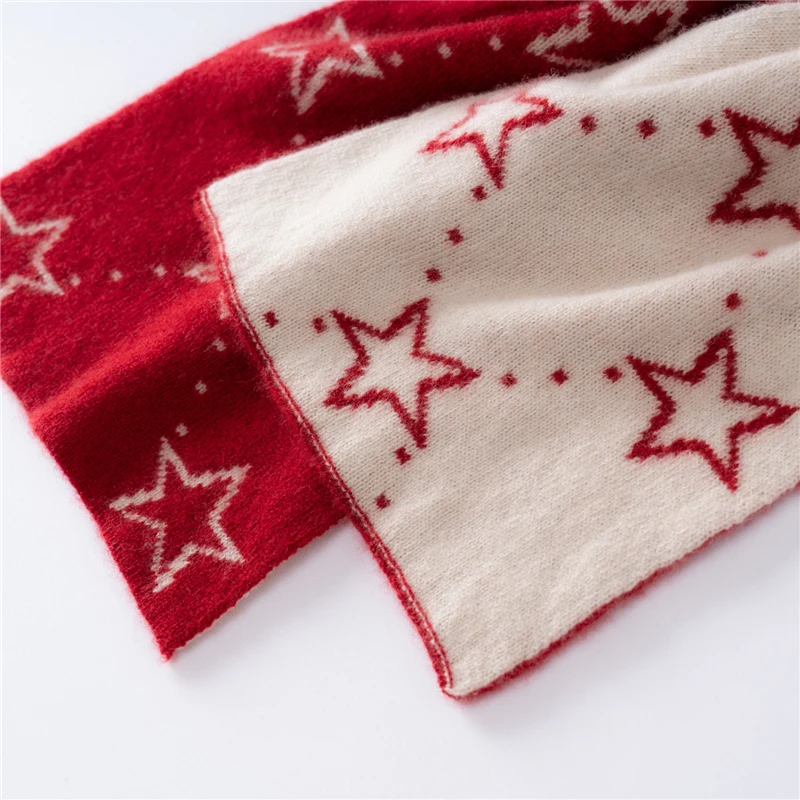 Wysokiej jakości szal damski ze 100% kaszmiru, ciepły zimowy szal dziergany, modny szal w stylu gwiazd, luksusowy, miękki i elastyczny, z dopasowaniem kolorów.