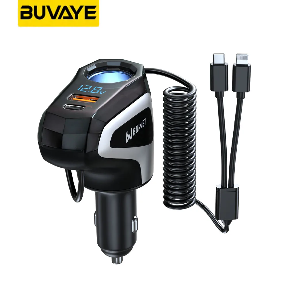 130W Car Charger Car Cigarette Lighter Super Fast Charge USB and PD Multi-Port Charger Socket for iPhone Huawei Xiaomi Samsung