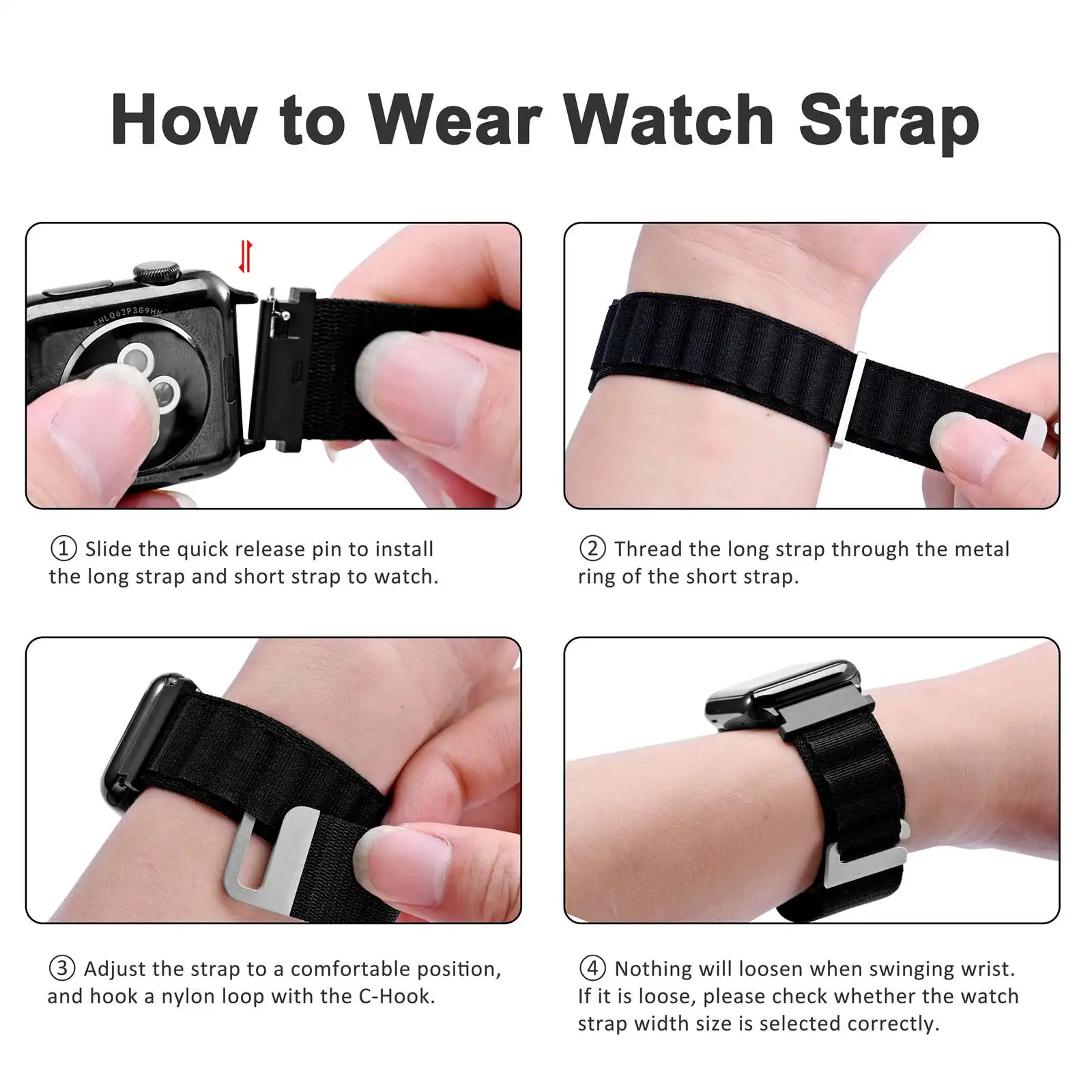 WOCCI Alpine Watch Band 18mm 20mm 22mm Nylon Woven Watchstraps Quick Release