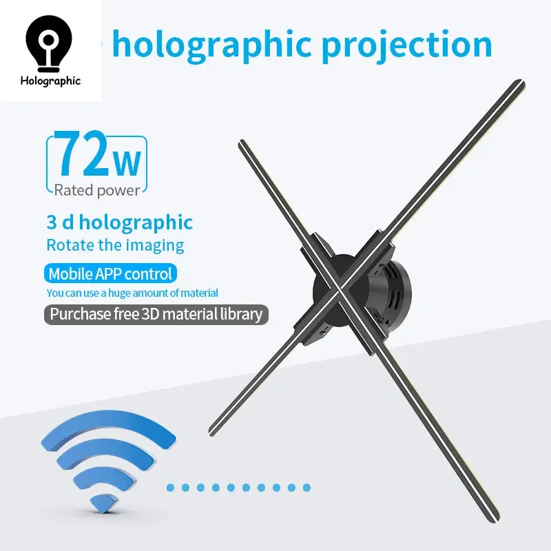 40-85cm 3D Fan Hologram Projector Wifi Control Remote Commercial Advertising Display Hologram Projector Transmit Picture Video 