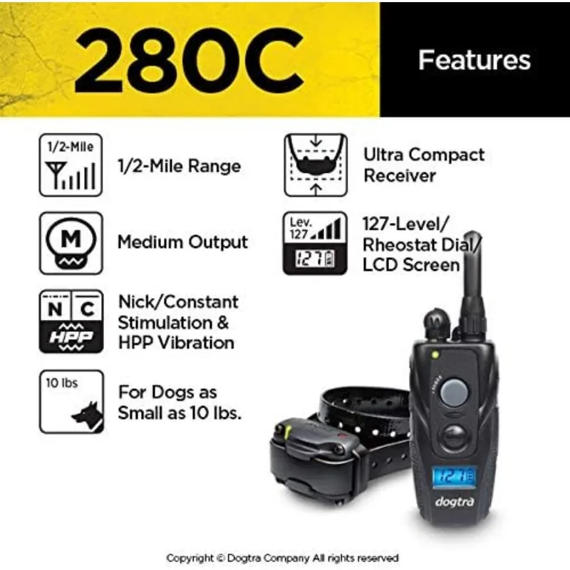 280c Remote Training E-Collar - 1/2 Mijl Bereik-127 Statische Stimulatieniveaus, Trillingen, Lcd-Scherm, Oplaadbaar