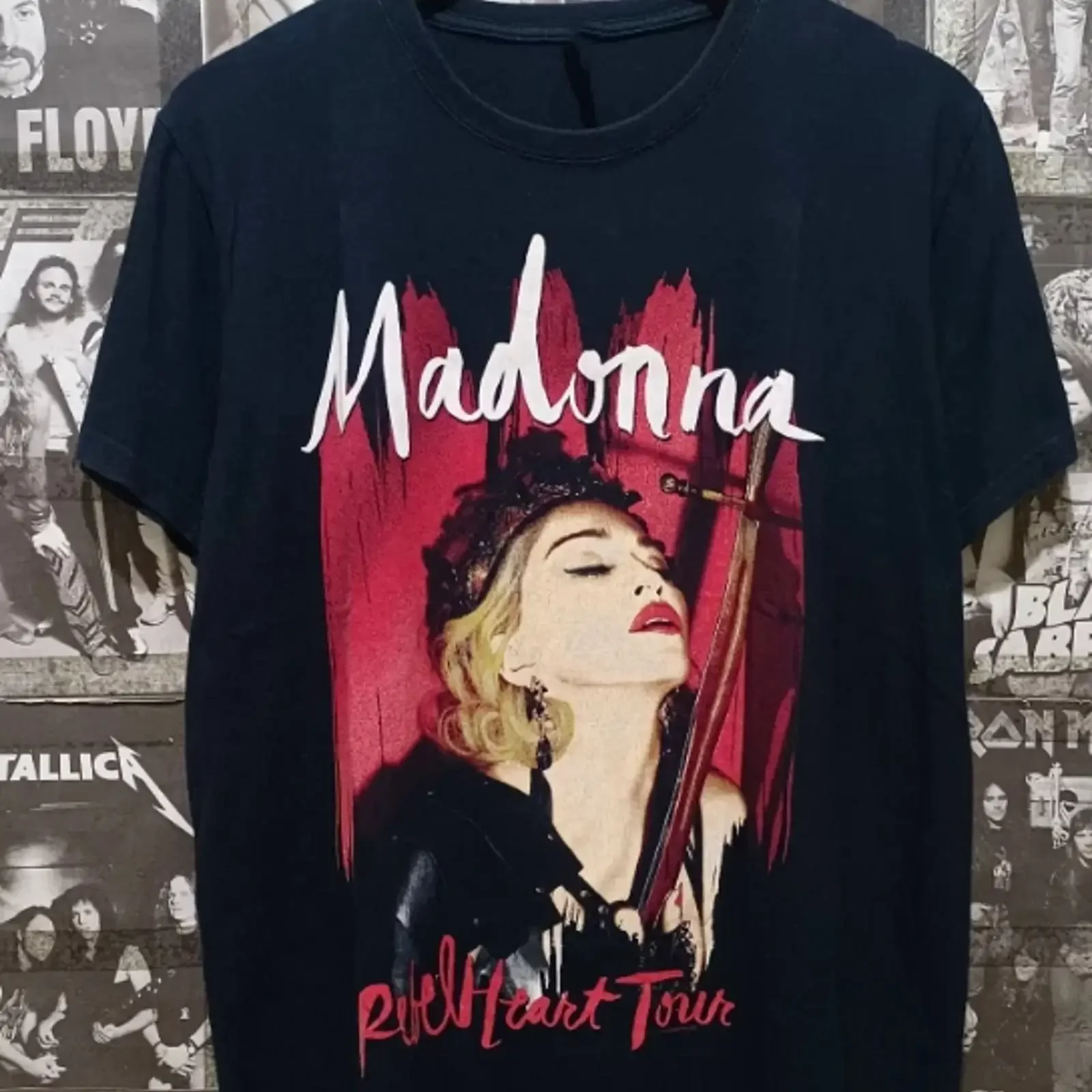 Camiseta Vintage MADONNA REBEL HEART TOUR 2015, Todos os Tamanhos S a 3XL, Estilo Lavado, Levemente Desgastado, Para Uso Diário, Respirável e Casual