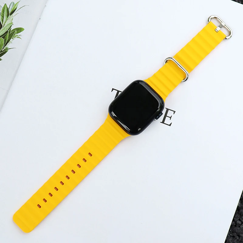 سيليكون المحيط حزام لسلسلة ساعات أبل الترا 9 8 7 6 5 4 10 SE iwatch سوار 42 مللي متر 44 مللي متر 45 مللي متر 49 مللي متر 40 مللي متر 41 مللي متر 46 مللي متر الفرقة