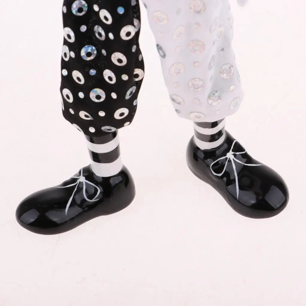 Porcelain Clown Dolls Model Lifelike Hanging Foot Harlequin Doll Collectible Art Ornament for Home and Events