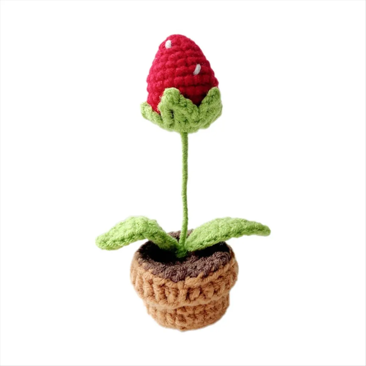 A56K C Hand-Knitted Flowers Potted Crochet Artificial Plants Finished Woven Gift