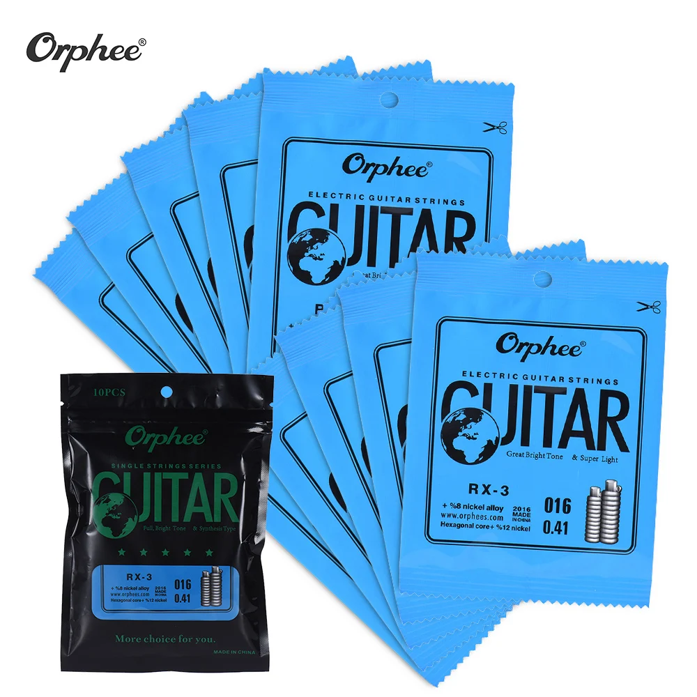 Orphee RX-1 Single String Replacement for Electric Guitar 1st E-String (.009) 10-Pack Nickel Alloy Super Light Tension 85cm