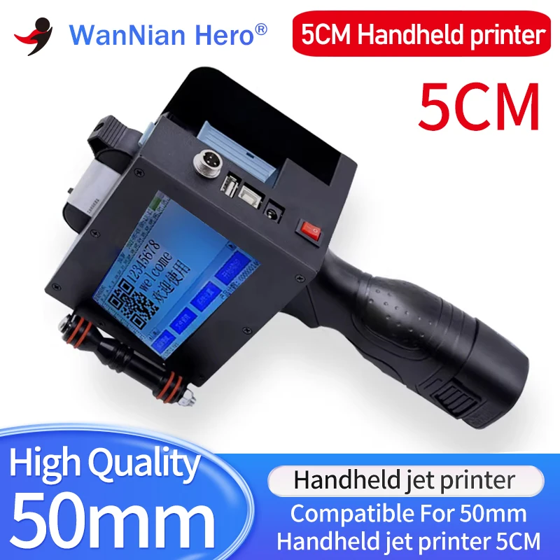 

5CM 50MM QR Bar batch code variable date variable number logo expiry date lable portable hand jet handheld inkjet printer