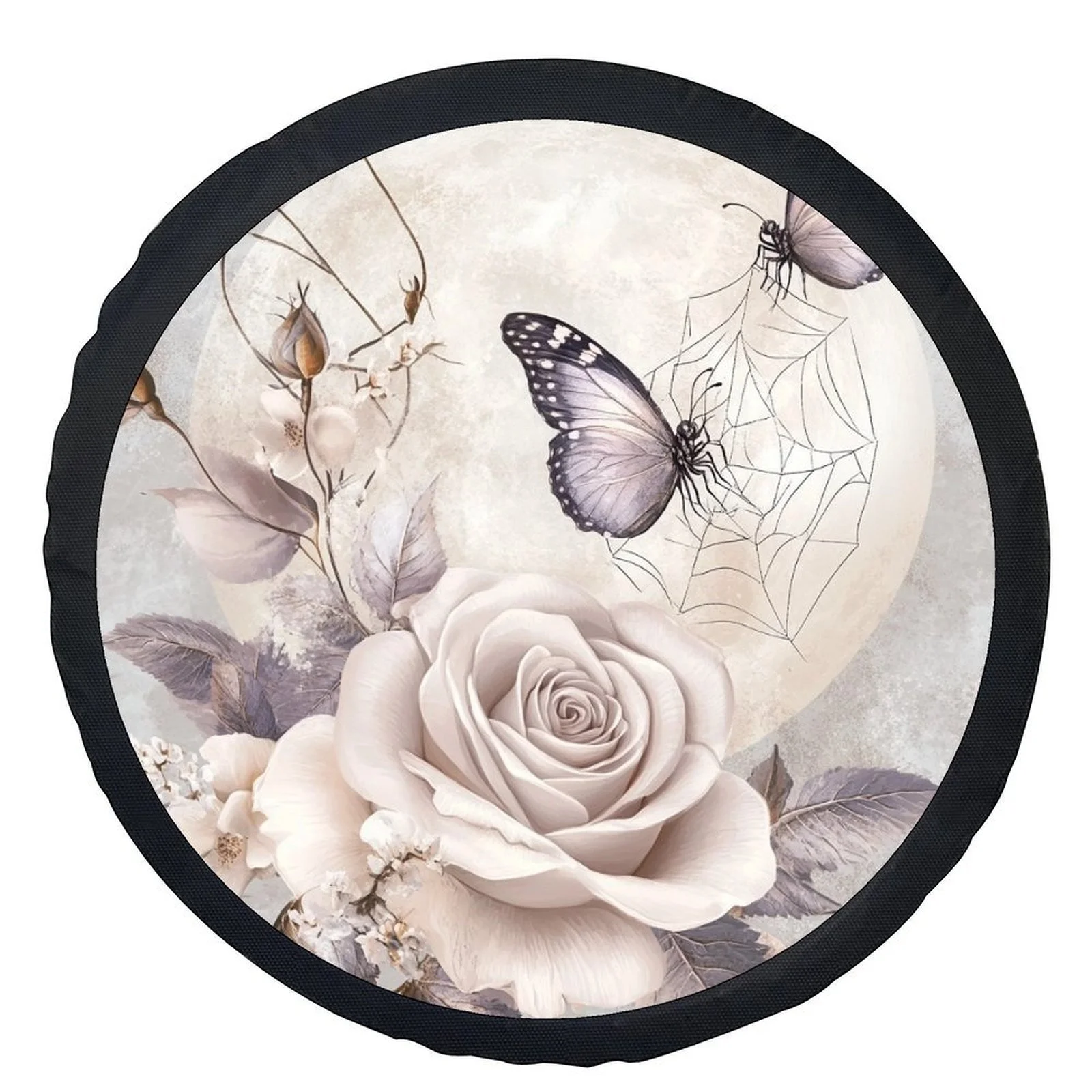 Single Piece Tire Cover Featuring A And Moon Design, Stylish Universal Fit For Wheel Protection, Compatible With Most Car Wheels