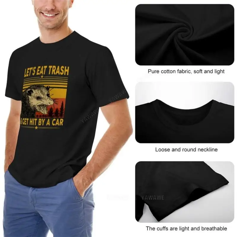 man black tshirts summer t-shirt Let's Eat Trash Get Hit By A Car T-Shirt anime cute clothes men clothes