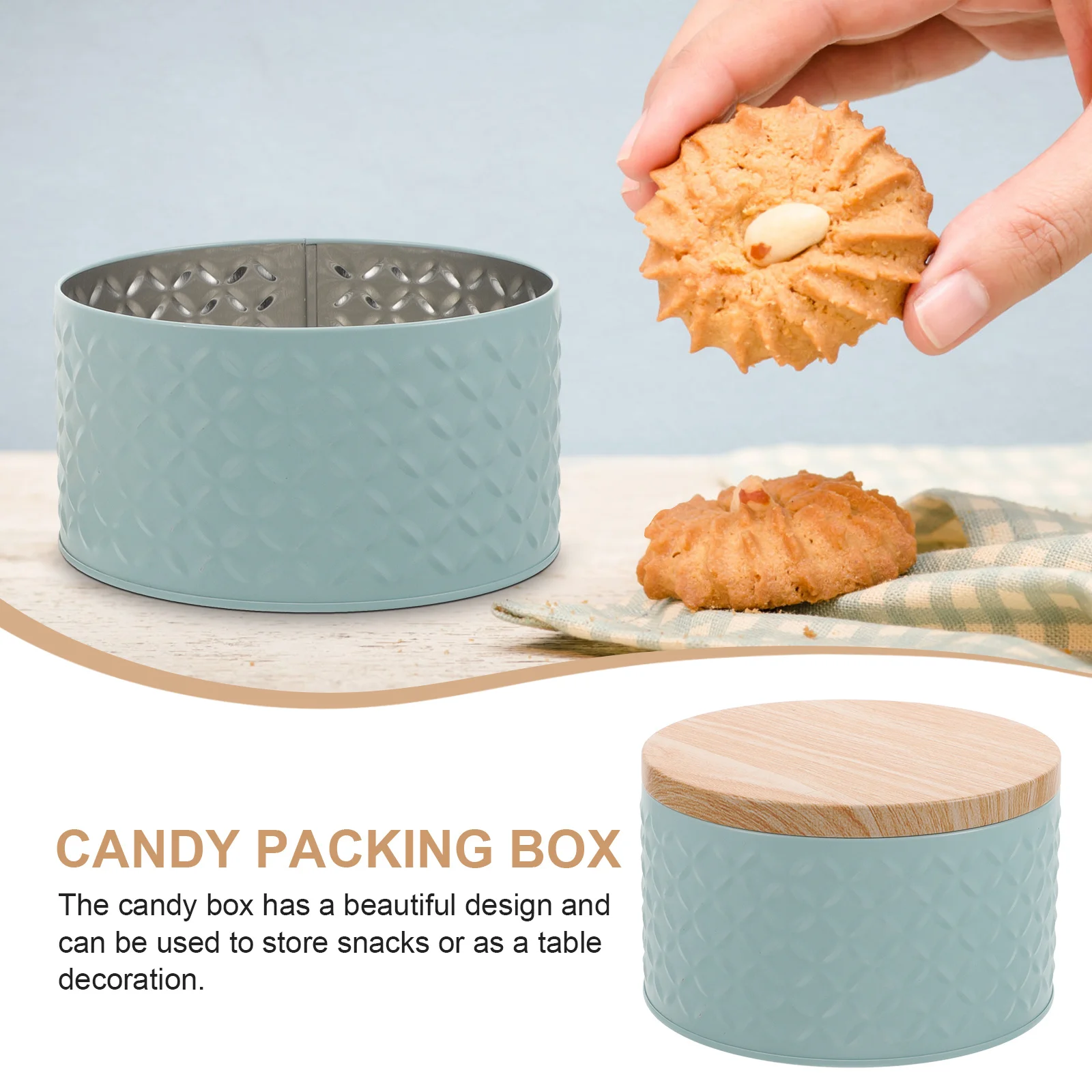 

Round Iron Box For Cookies Candy Storage Decorative Gift Tin Metal Container With Lid Dessert Snack Case
