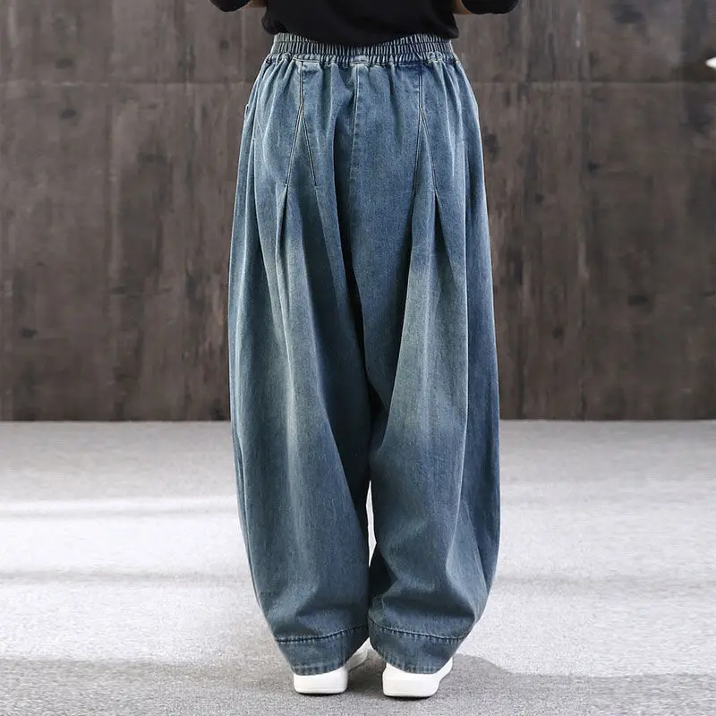 2023 Sping Autumn Women Casual Cross Denim Pants New Loose Jeans Female Vintage Retro Harem Pants Trousers Bloomers