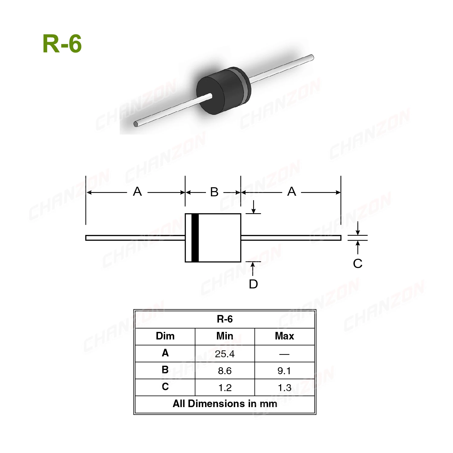 100% Original Genuine 20 Pcs 6A4 6A10 10A10 R-6 6A 10A 400V 1000V Electronic High Power Axial Silicon Rectifier Diode