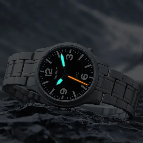 बर्नी फुल टाइटेनियम पुरुष घड़ी सुपर ल्यूमिनस स्पोर्ट्स पायलट क्वार्ट्ज घड़ियाँ हल्की और आरामदायक 5ATM आसानी से पढ़ी जाने वाली कलाई घड़ी 10 best sales एक्वाटिको घड़ियाँ - №10