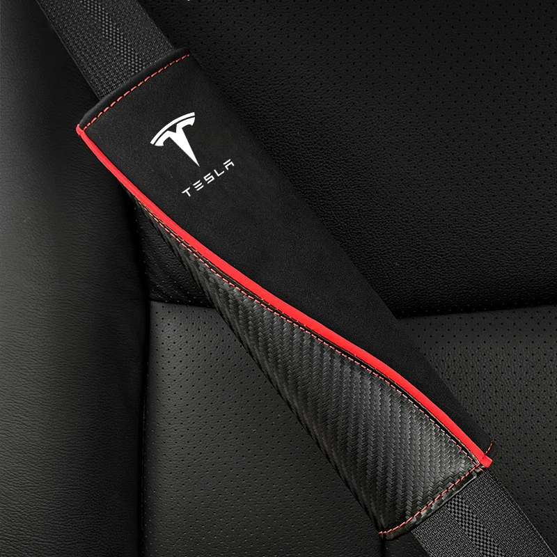 For Tesla Model 3 Model Y Model S Model X 2017 2018 2019 Roadster 2PCS Car Seat Belt Cover Safety Belts Shoulder Pad Accessories