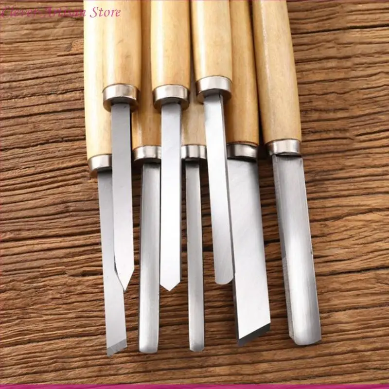 E06B 8PCS Gỗ Khắc dao Ledit Đặt công cụ Turn Woods Woodwork Gouge Skew chia tay Spear