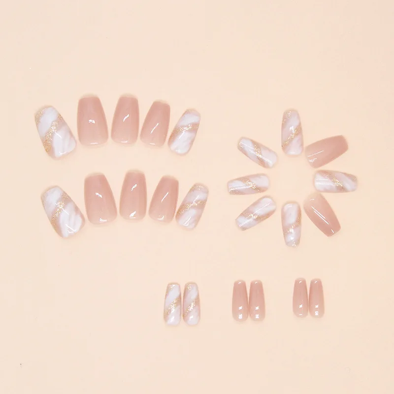 Pink Striped Nail Tips with immer Poer False Nails Ballet Sle Nail Art Tools Beau eup Accories