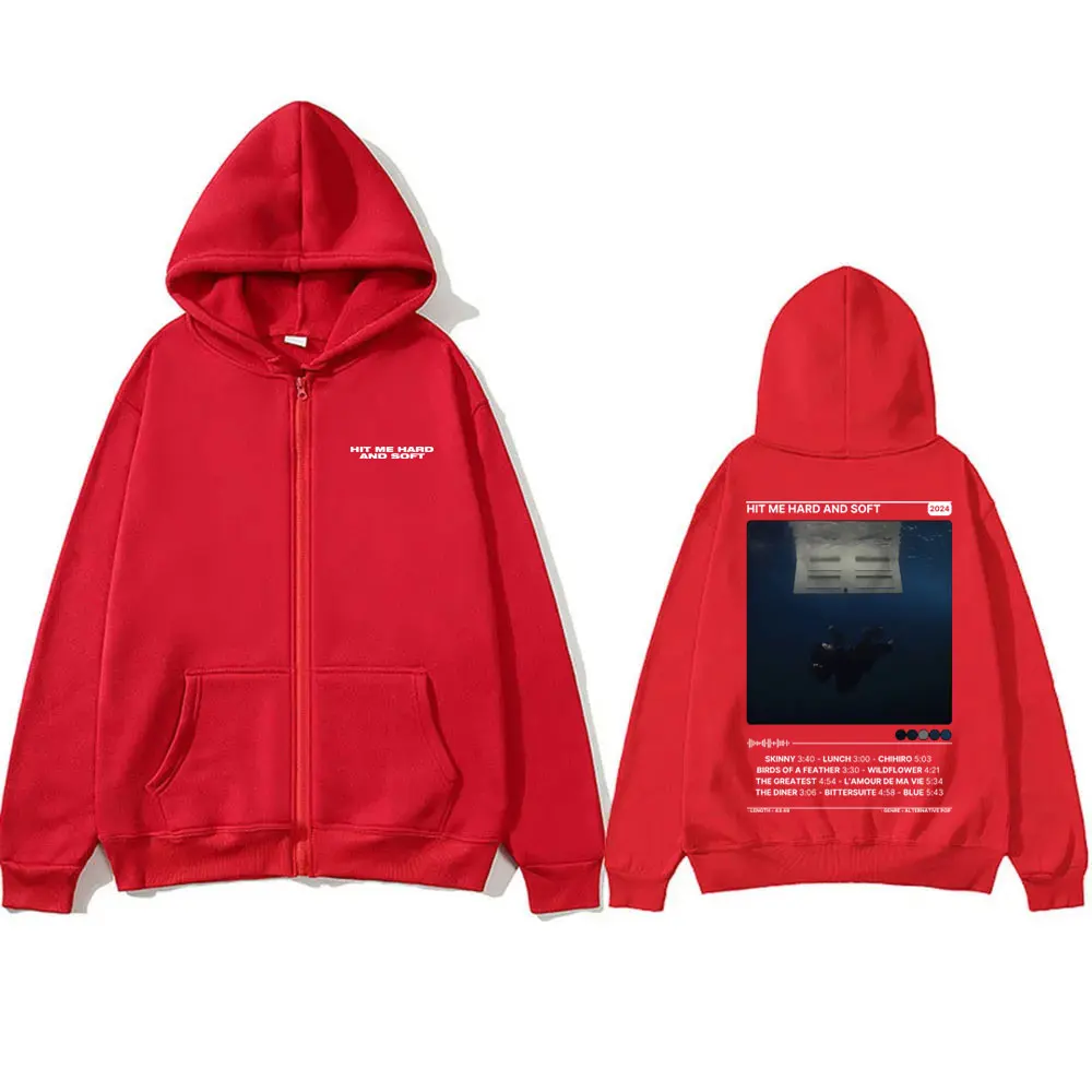 Hit Me Hard and Soft Double Sided Print Zipper Hoodie Male Loose Oversize Zip Up Hoodies Men Women Hip Hop Fashion Zip Up Jacket