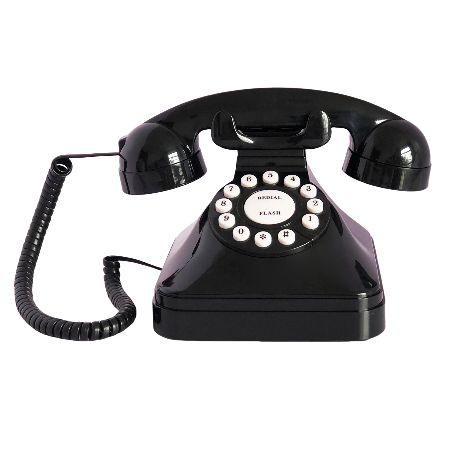 Teléfono retro, teléfono fijo con cable, teléfono vintage de los años 80, teléfono analógico de moda antigua para person