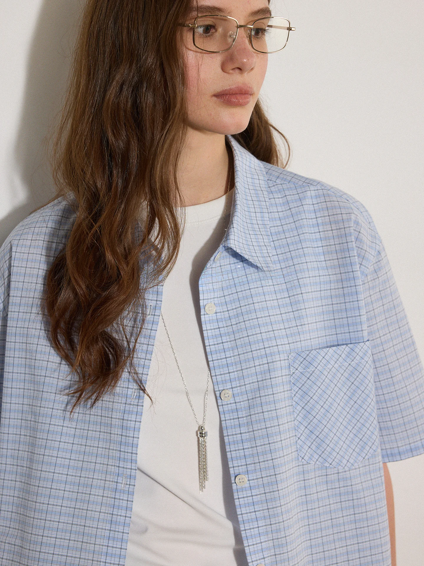 

Lofi Choose Vintage Contrast Color Plaid Short Sleeve Women's Shirt Summer New Design Simple Loose Top Cotton Polyester Blend