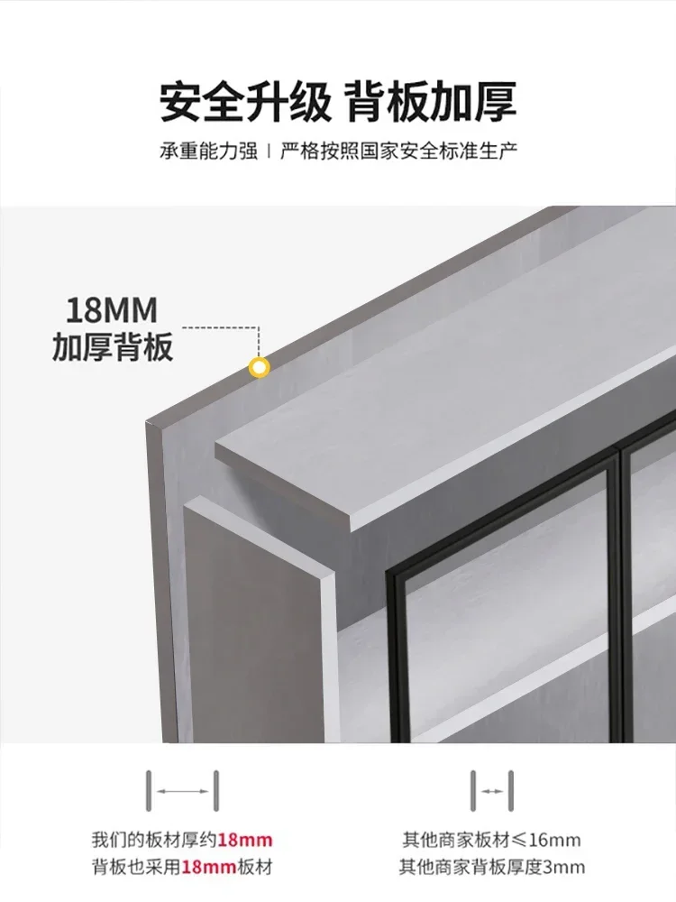 Light Luxury Floor Glass Door Bookcase Display Cabinet High-End Locker Entire Wall Bookcase