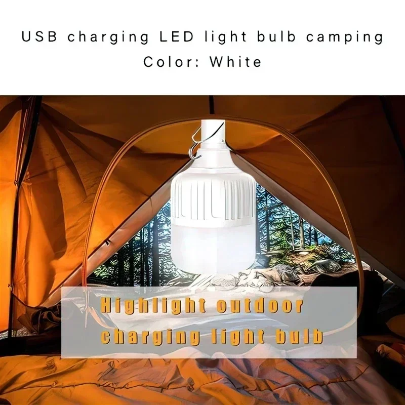 Lampe de secours LED aste par USB, lanternes extérieures portables avec crochet, lampe de camping, ampoule de batterie pour tentes de barbecue