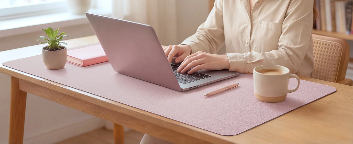 Non-Slip Desk Mat, Waterproof Desk Pad Table Protector, Large Mouse Pad Leather Writing Mat with Suede for Office /Home/Decor