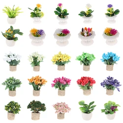 1/12 Doll House Miniature Flower Fairy Garden Ornament Mini Green Plant Flowers Pot DollHouse Decor Home Simulation Tree Potted