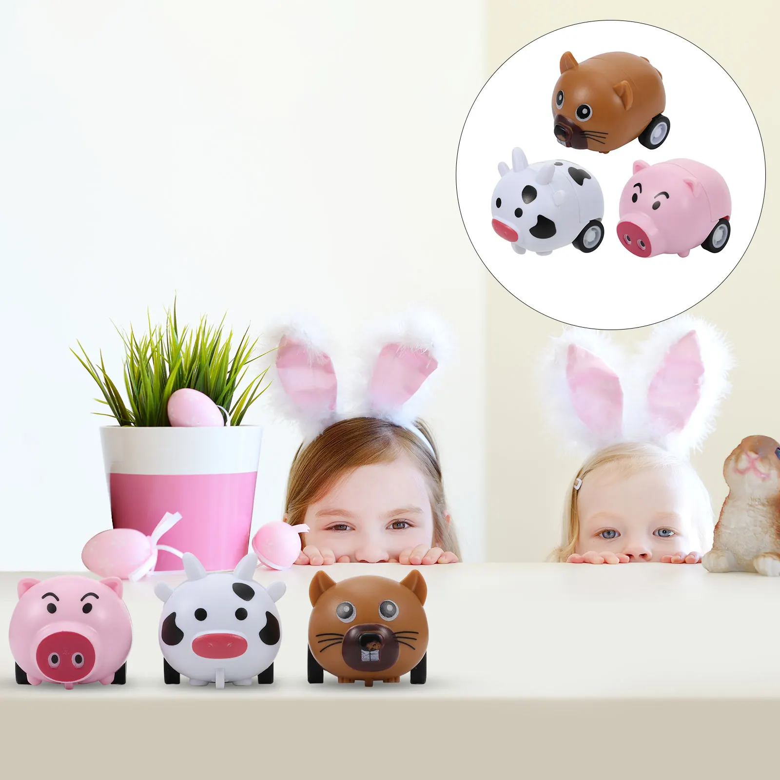 Mini voiture à tirer en forme d'animal pour enfants, 12 pièces, voitures de course, jouets, modèle en plastique préscolaire