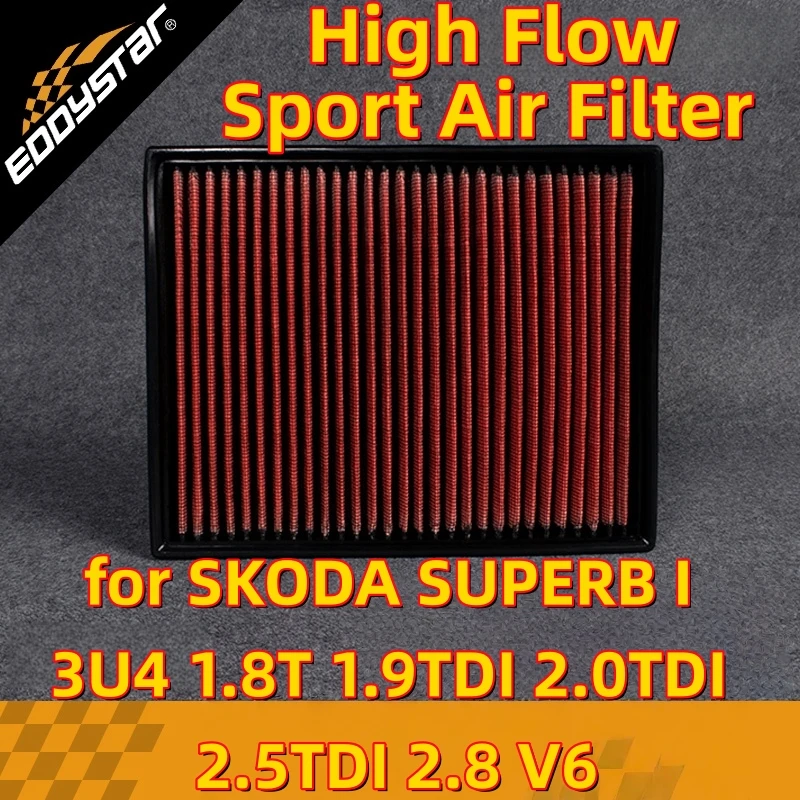 

High Flow Sport Air Filter for SKODA SUPERB I 3U4 1.8T 1.9TDI 2.0TDI 2.5TDI 2.8 V6 Washable Racing Intake Filters
