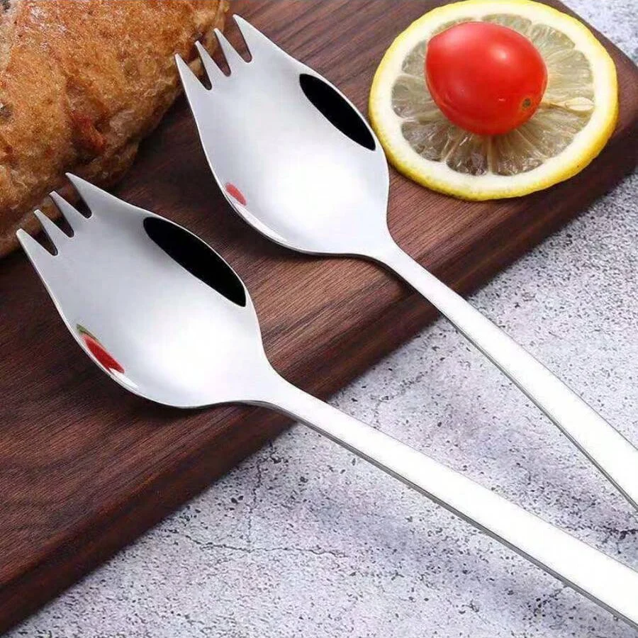 1/2/5/10 stücke edelstahl löffel gabel geschirr Westlichen multi-funktionale gabel löffel nudeln obst salat löffel Küche Werkzeuge