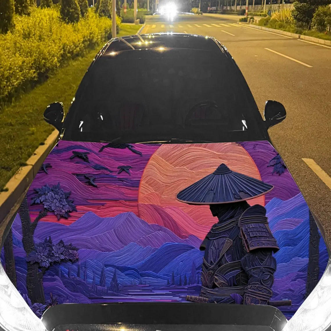 

Таинственный самурай - и - Пейзажные наклейки на капот автомобиля - Самоклеящаяся, водонепроницаемая и прочная виниловая пленка, украшение и защита