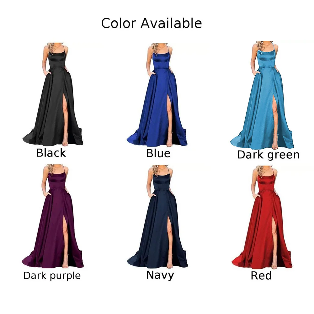 Modisches neues Abendkleid 2023, Satin-Unterhemd. Spaghettiträger, bequemes Schlitzkleid, glatt, elegant, schulterfrei