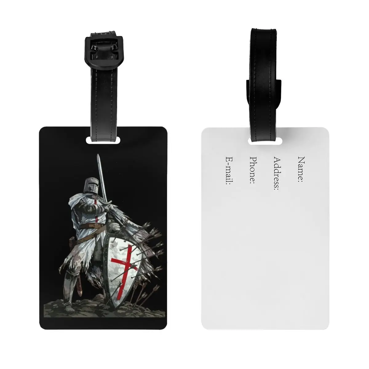 Knights Templar koper prajurit Tag abad pertengahan Templar Shield koper silang bagasi penutup privasi Label ID