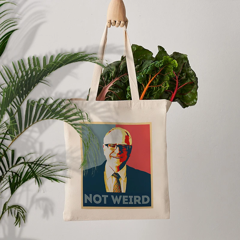 Not Weird Pattern Canvas Tote Bag Kamala Harris Supporter Gift Women Reusable Shopping Bag Supporter Shoulder Bag Trend