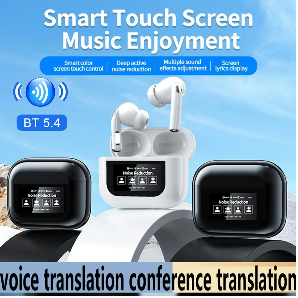 Translation Headphones BT5.4 Real Time Bluetooth Earbuds Translator 144 Languages Simultaneous Business Interpretation Earphones