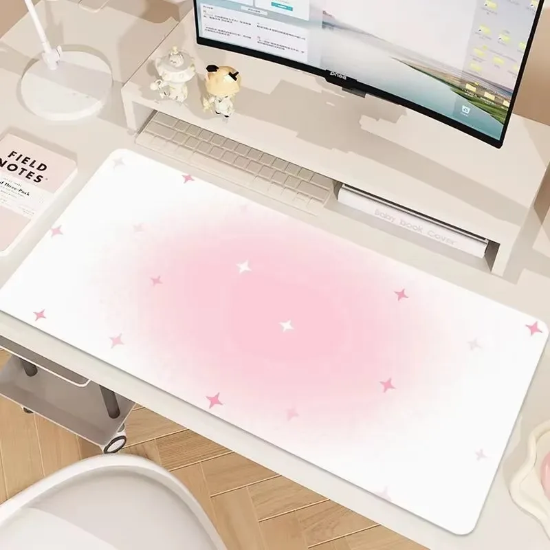 Cute Gradient Blue Star Y2K Pu Leather Mouse Pad Waterproof Desk Mat Gaming Keyboard Protector Dorm Table Mat Decor Accessories