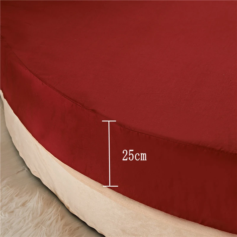 European Round Fitted Bed Sheet, Solid Color Bedspread, Washable Bed Cover, Elastic Band Bedsheet, Custom Size, #/Pillowcase