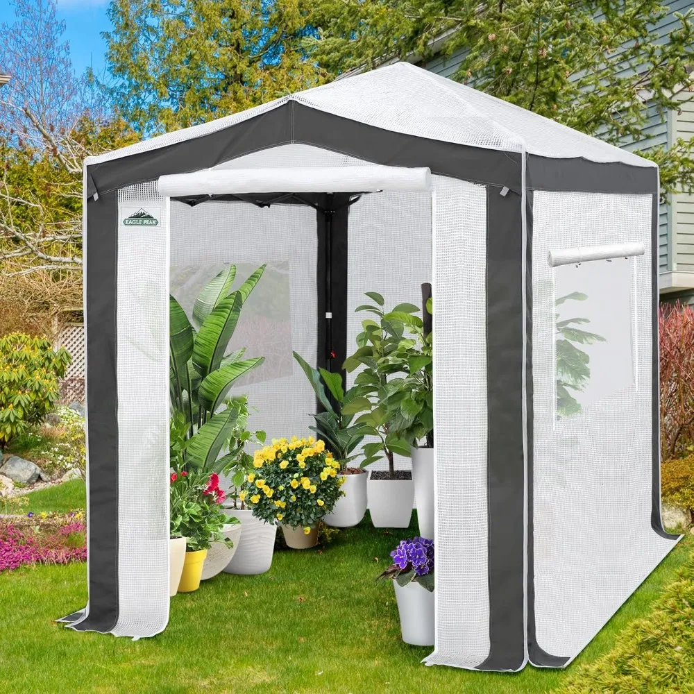 

8x6 Portable Walk in Greenhouse with Polyester Reinforced Corners, Instant Pop Up Indoor Outdoor Gardening Green House, Roll Up