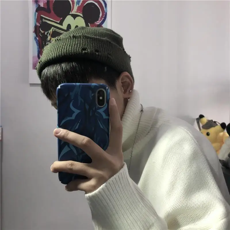 Autumn and Winter Korean Style Ins Japanese-Style Retro Pure Color All-Matching Thickened Thermal Knitting Woolen Cap Ripped Hat