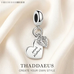 Soul Sisters Winged Hearts Pendant Charm For Women New 925 Sterling Silver Girlfriends Gift
