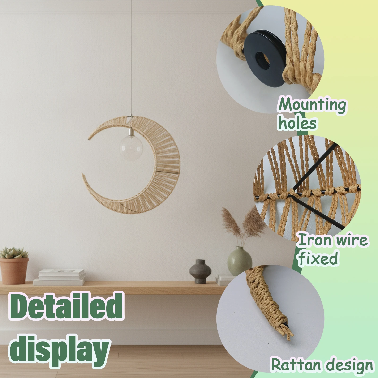 Halvemaanvormige geweven rotan - Wicker Pendant Shade recensie en prijs