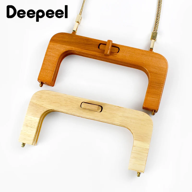 1Pc 20*9cm Wooden Bags Handle Turn Twist Lock Bag Closure Clip Purse Frame Women's Hangbags Wallet Sewing Bracket Accessories