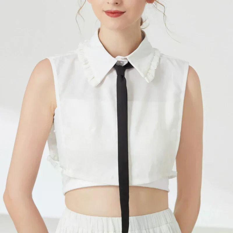 

Свитер с бантом для девочек, блузка со съемным воротником и лацканами, искусственный воротник, съемная рубашка с накладным воротником, декор