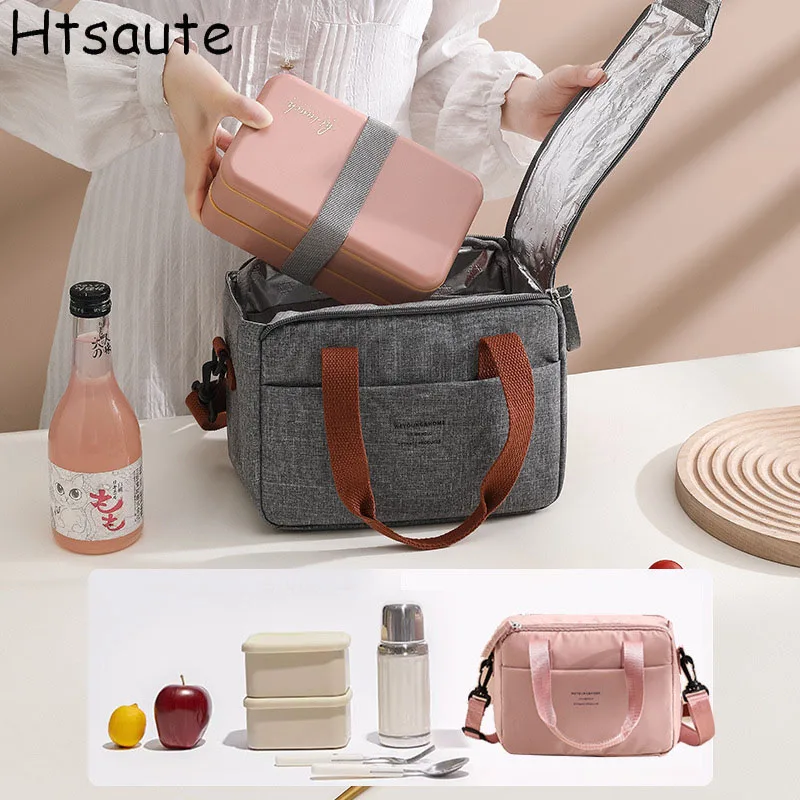 Insulated Lunch Box Bags Insulation Ice Pack Student Portable Dinner Picnic Food Hand-held with Storage Handbag